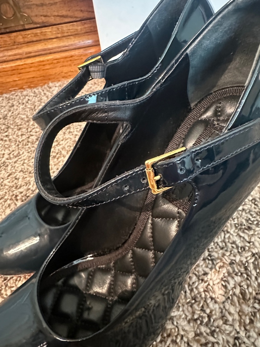 Celine Navy Patent Mary Jane Heels with box and dust bags  Size 37 - Picture 6 of 15